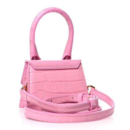 Jacquemus Calfskin Crocodile Embossed Le Chiquito Pink 3 of 9