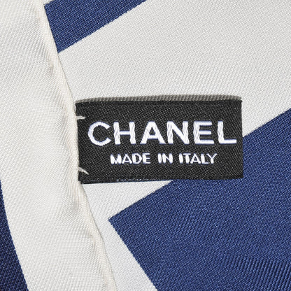Chanel Silk CC Airlines Square Scarf Navy 6 of 7