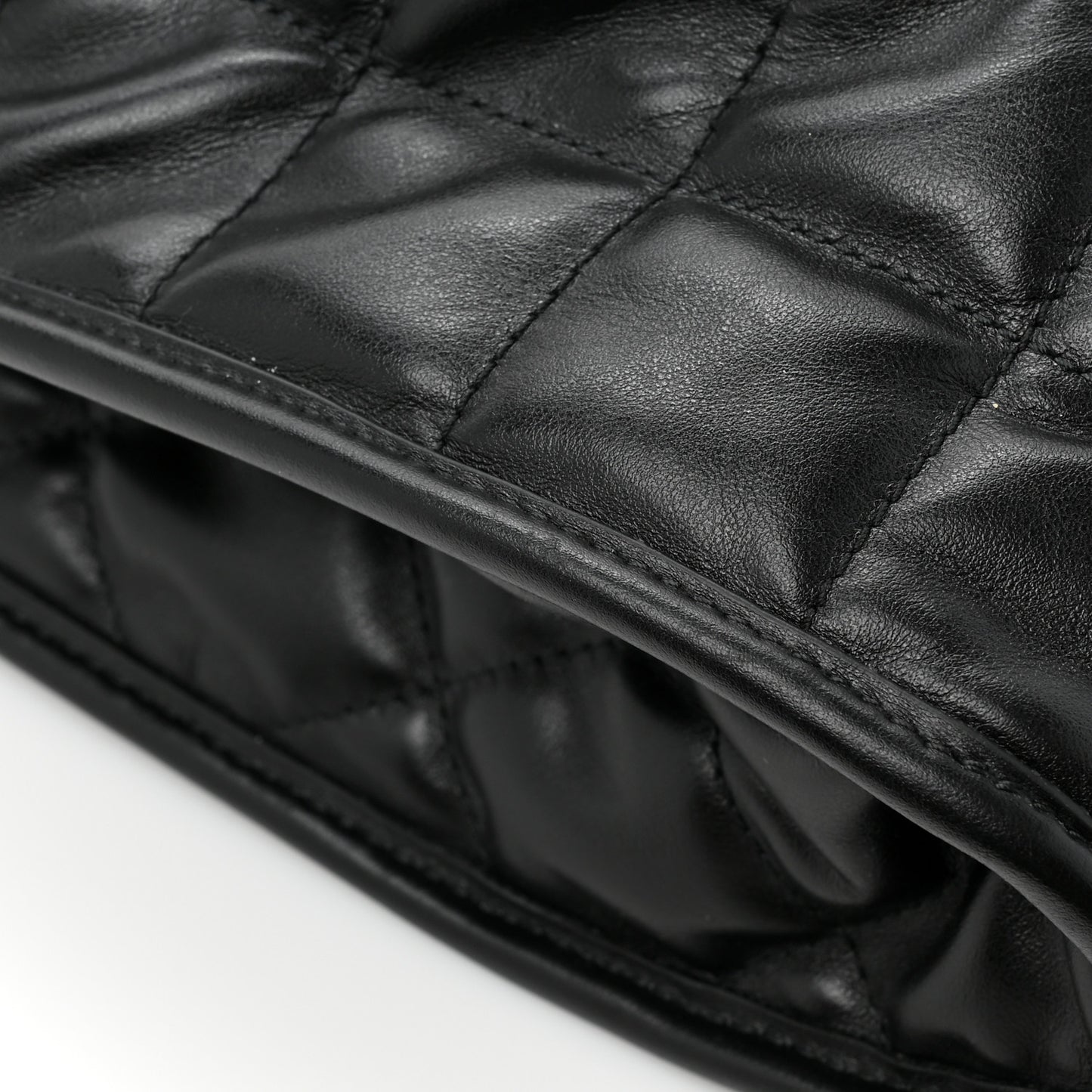 Calfskin Quilted Large Deco Tote Bag Black
