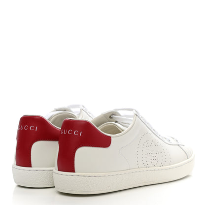 Gucci Calfskin Interlocking G Perforated Womens Ace Sneakers 37.5 White Hibiscus Red 4 of 11