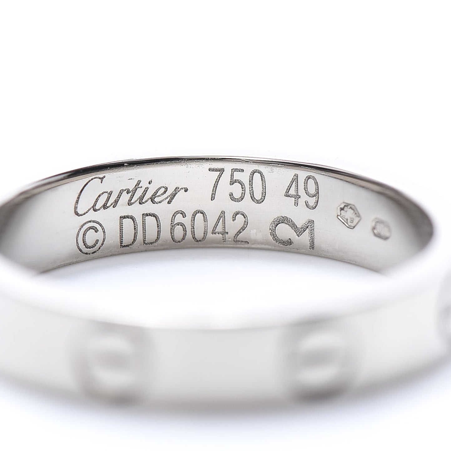 18K White Gold 3.5mm LOVE Wedding Band Ring 49 5