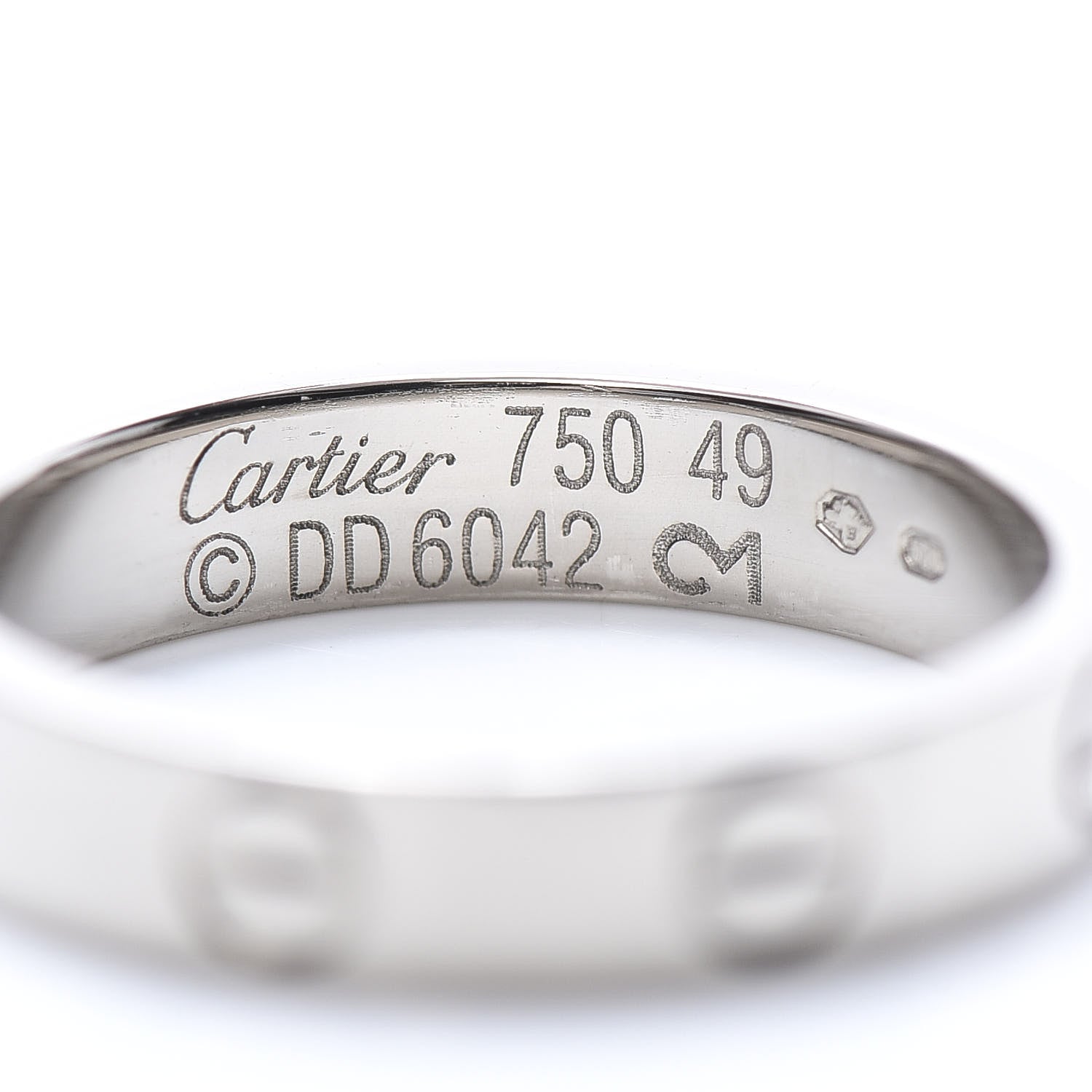 Cartier 18K White Gold 3.5mm LOVE Wedding Band Ring 49 5 4 of 4
