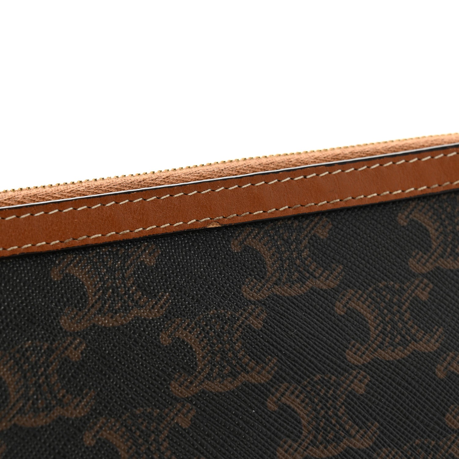 Celine Triomphe Canvas Lambskin Small Pouch Tan 7 of 10