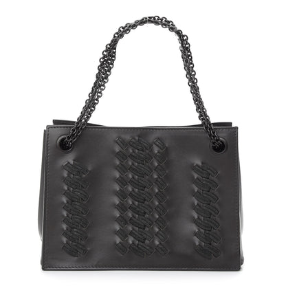 Bottega Veneta Smooth Calfskin Silk Woven Chain Tote Bag Grey 1 of 8