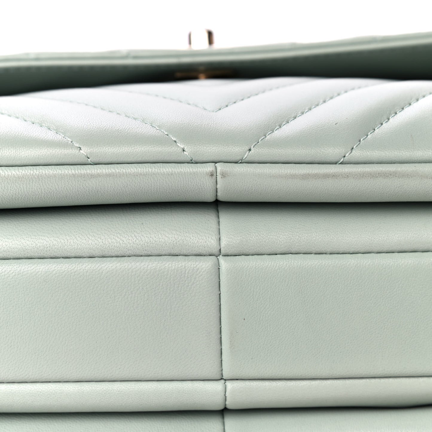 Lambskin Chevron Quilted Small Trendy CC Dual Handle Flap Bag Light Green