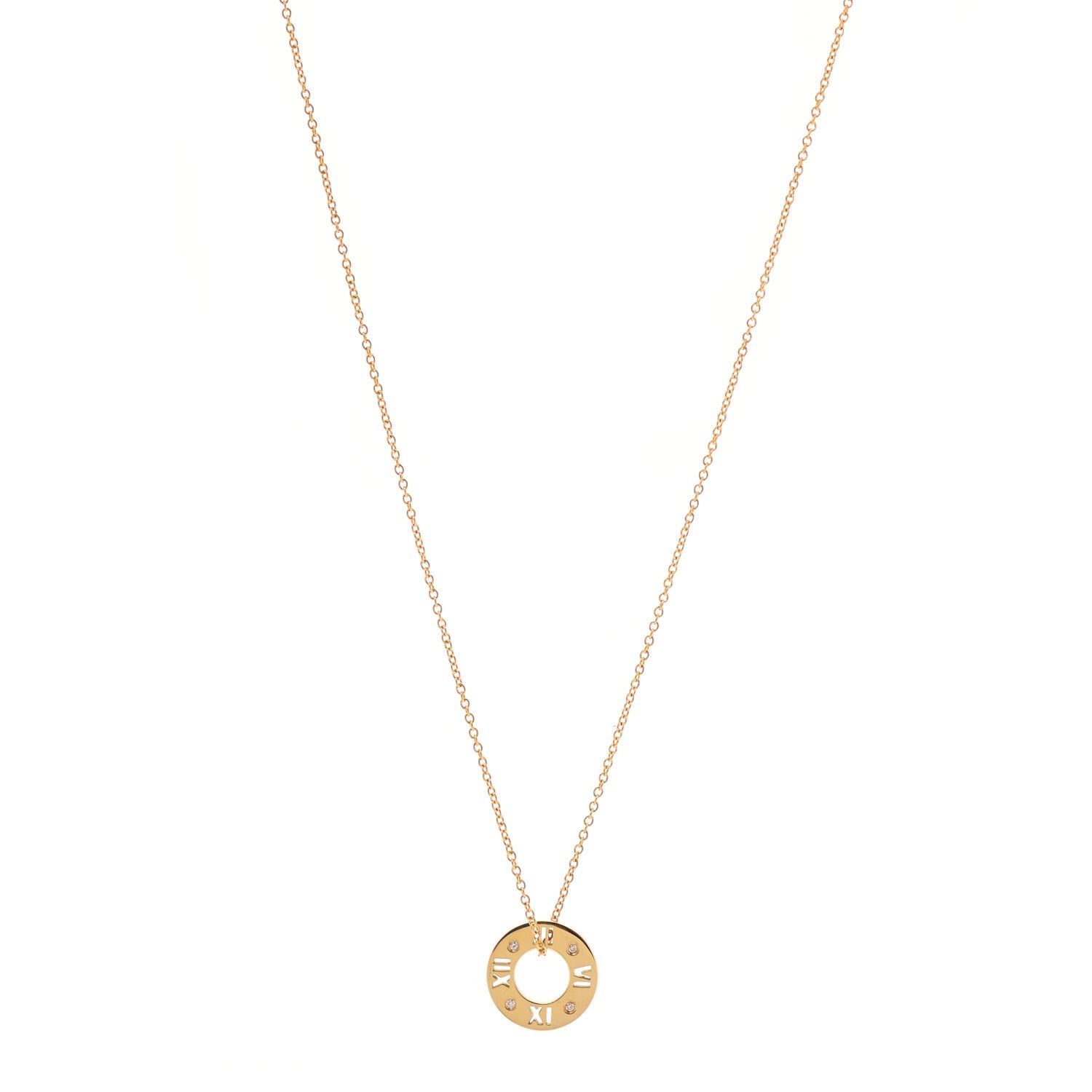 Tiffany 18K Yellow Gold Diamond Atlas Pierced Pendant Necklace 1 of 6