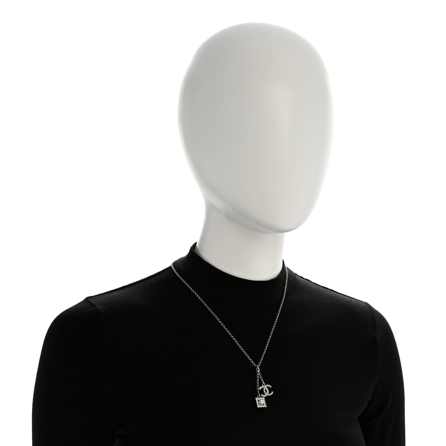 Chanel Ruthenium Crystal Square CC Lariat Necklace 2 of 6