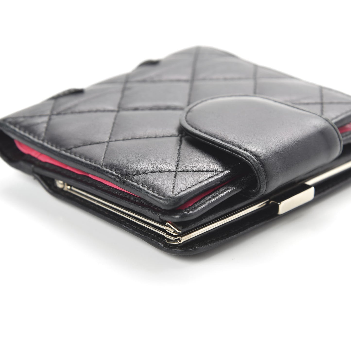 Calfskin Quilted Cambon Bi-Fold Wallet Black