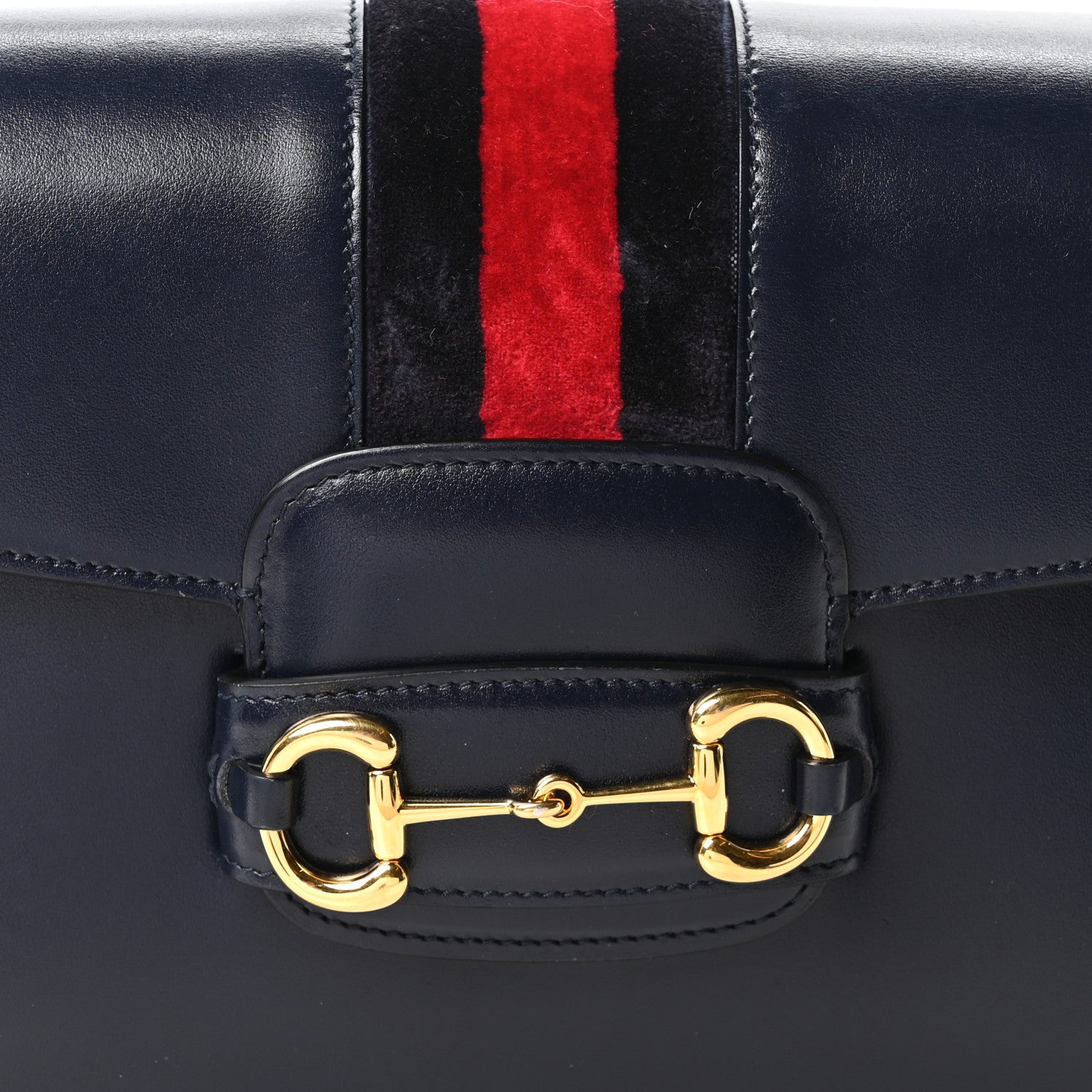 Gucci Calfskin Velvet Web Horsebit 1955 Shoulder Bag Blue 8 of 10