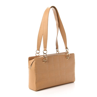 Chanel Caviar Chocolate Bar Quilted Shoulder Bag Beige 3 of 10