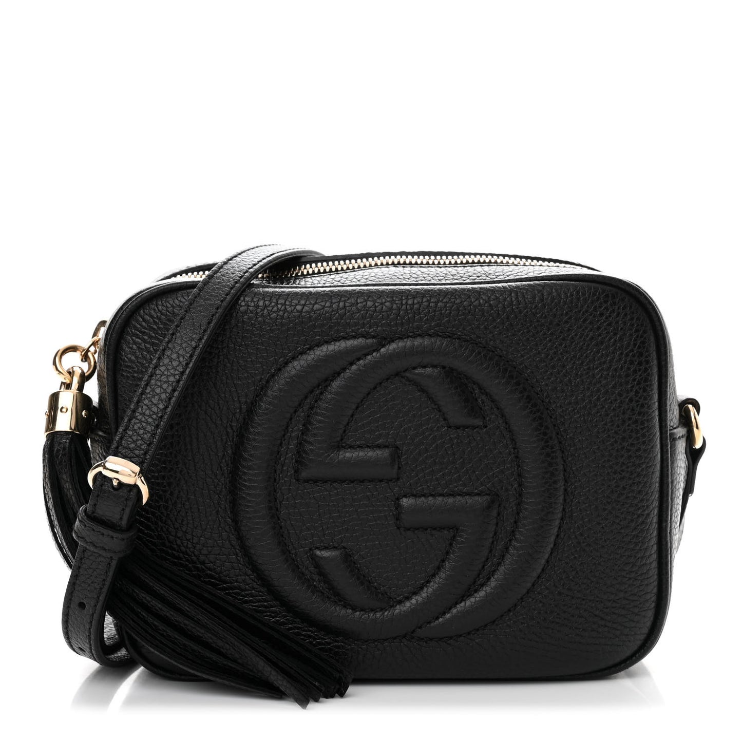 Pebbled Calfskin Small Soho Disco Bag Black