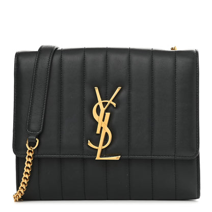 Saint Laurent Lambskin Matelasse Monogram Vicky Chain Wallet Black 1 of 13