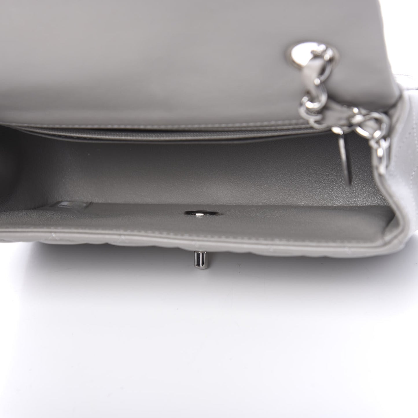 Lambskin Quilted Mini Rectangular Flap Grey