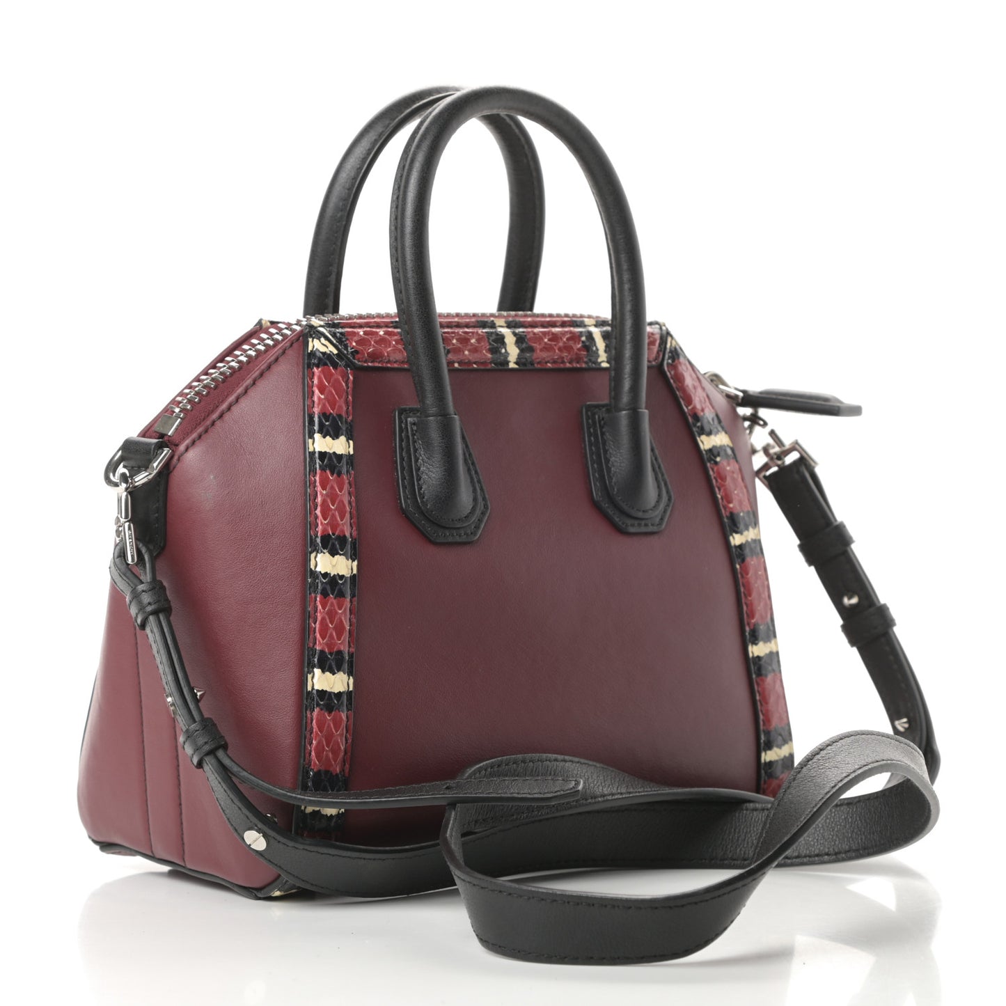 Smooth Calfskin Ayers Mini Bi-Color Antigona Wine Black