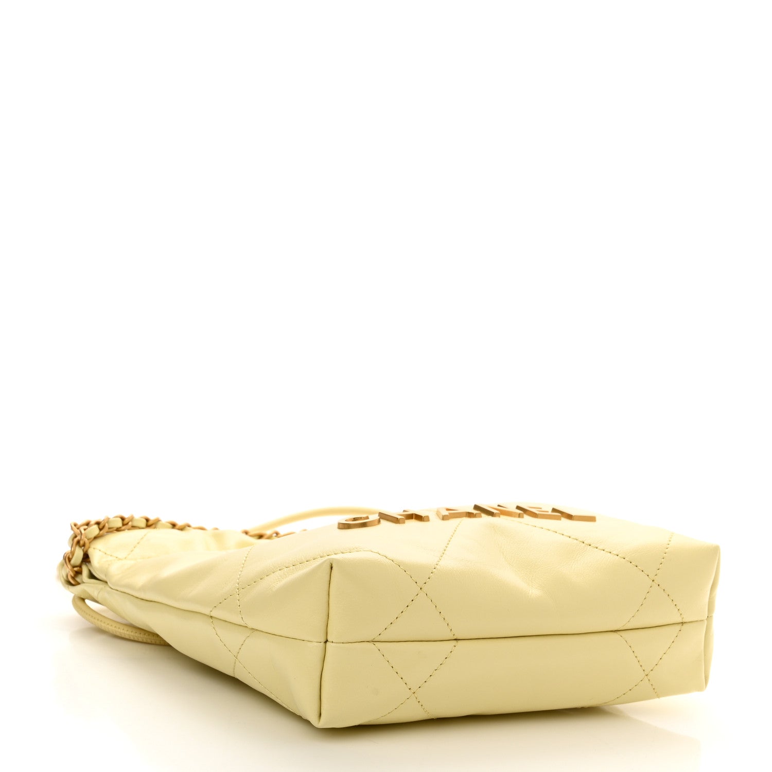 Chanel Shiny Calfskin Quilted Mini Chanel 22 Light Yellow 4 of 11