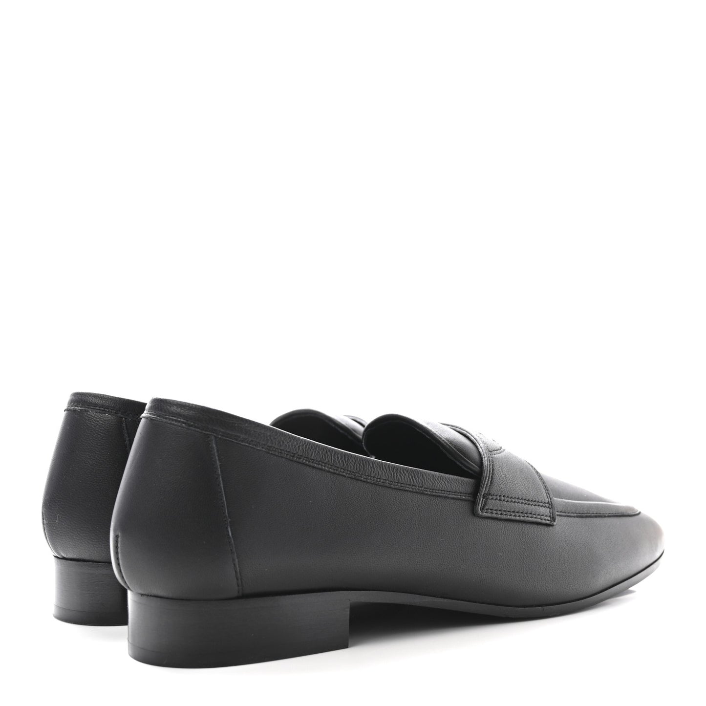 Calfskin Womens Stitched CC Loafers 37.5 Black