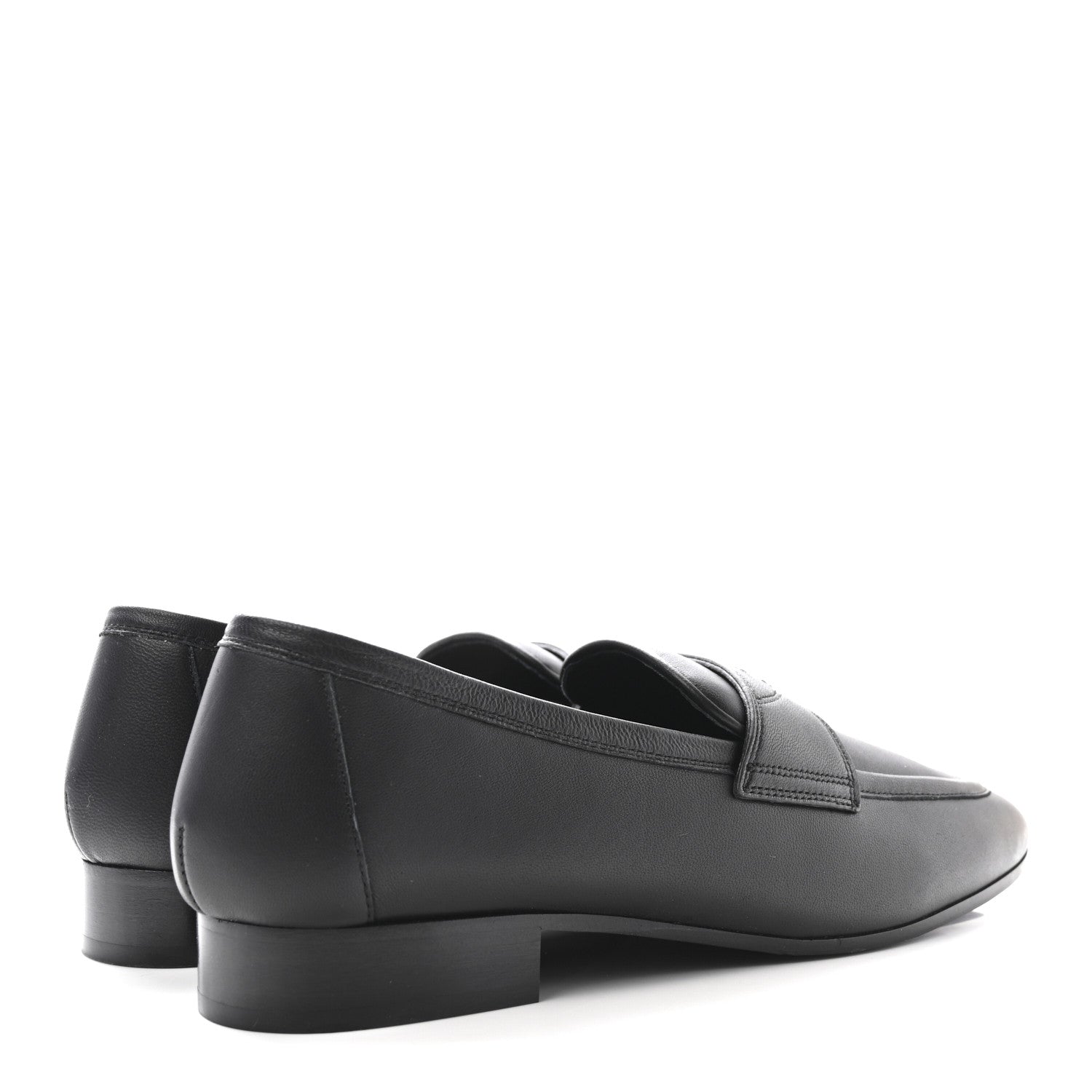 Chanel Calfskin Womens Stitched CC Loafers 37.5 Black 5 of 10