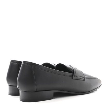 Chanel Calfskin Womens Stitched CC Loafers 37.5 Black 5 of 10