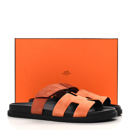 Hermes Suede Goatskin Womens Chypre Sandals 41 Rose Bois De Santal Rouge De Turin 10 of 10