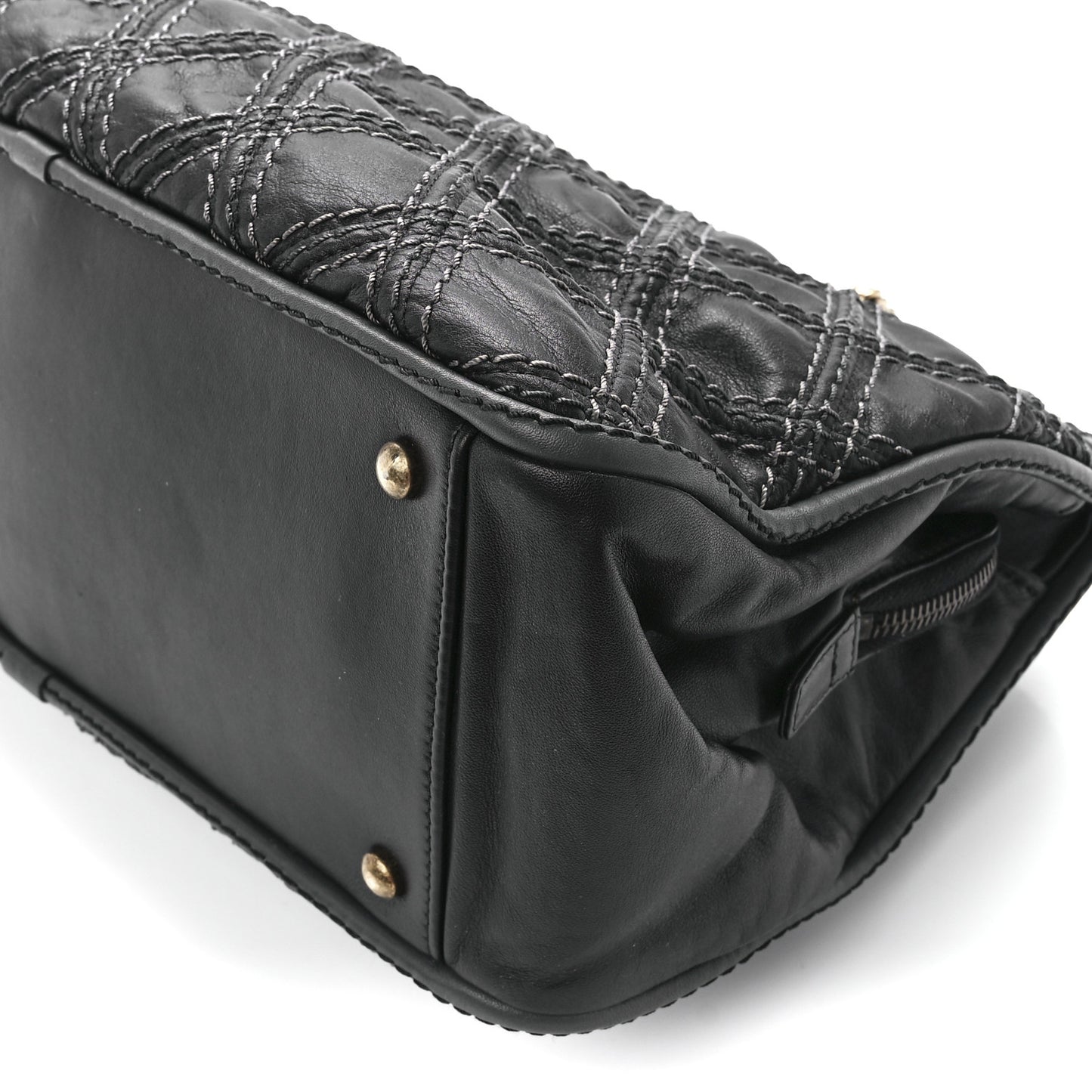 Calfskin Quilted Stitch Triptych Tote Black
