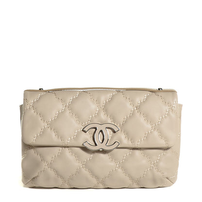 Chanel Calfskin Quilted Double Stitch Hamptons Clutch With Chain Beige Clair 1 of 7