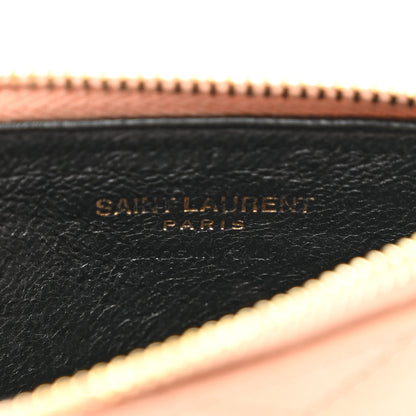 Saint Laurent Grain De Poudre Matelasse Chevron Monogram Fragments Zippered Card Case Cork 6 of 7