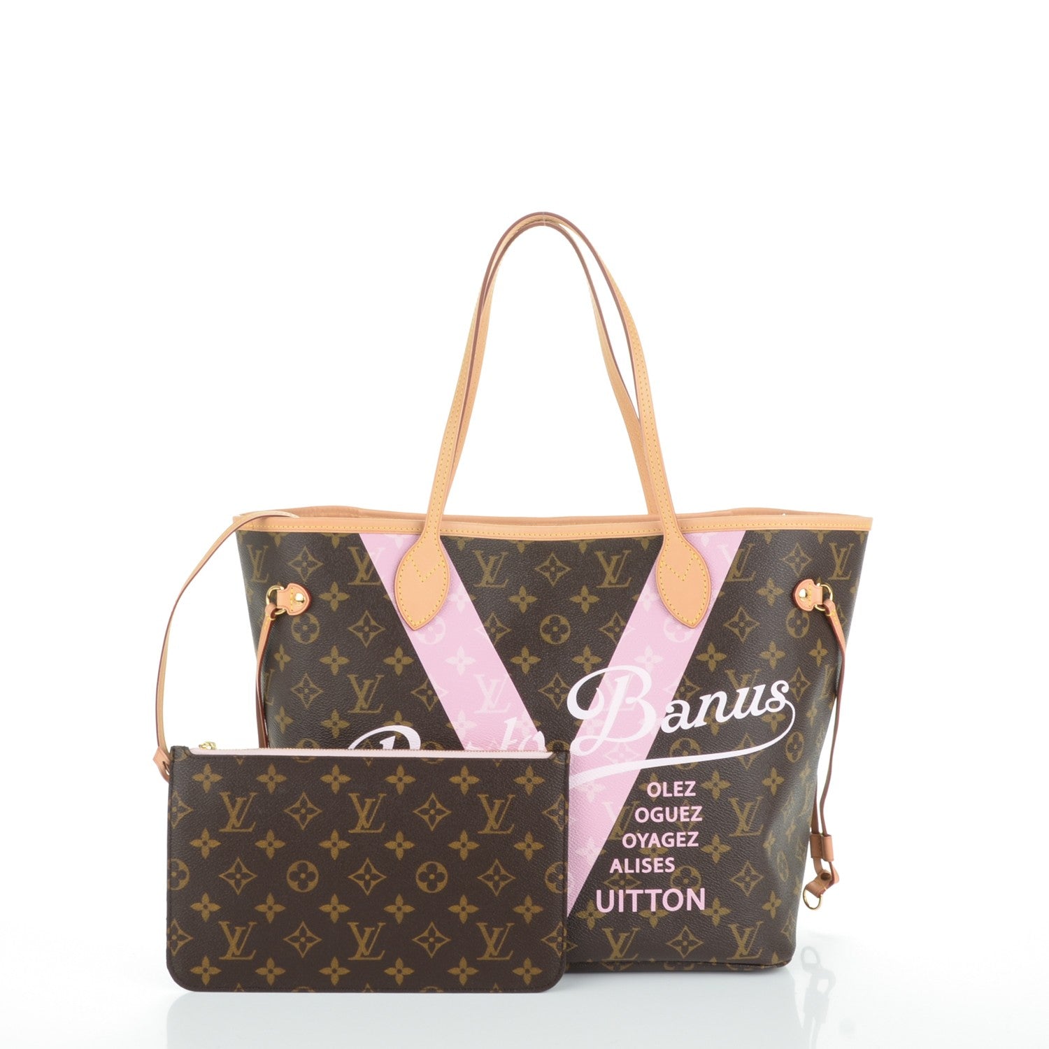 Louis Vuitton Monogram Puerto Banus V Neverfull MM Rose Ballerine 3 of 8