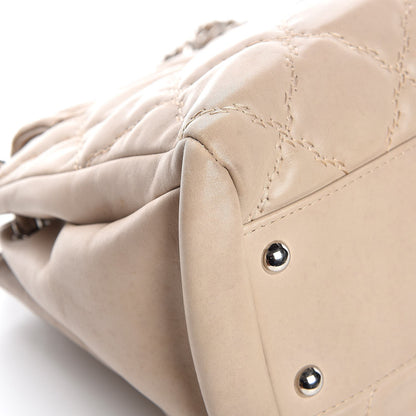 Chanel Calfskin Double Stitch Large Hamptons Flap Bag Beige 18 of 19