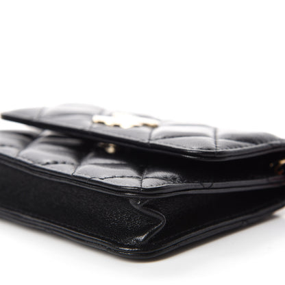 Chanel Shiny Lambskin Ribbon Quilted Flap Belt Bag Black 7 of 12