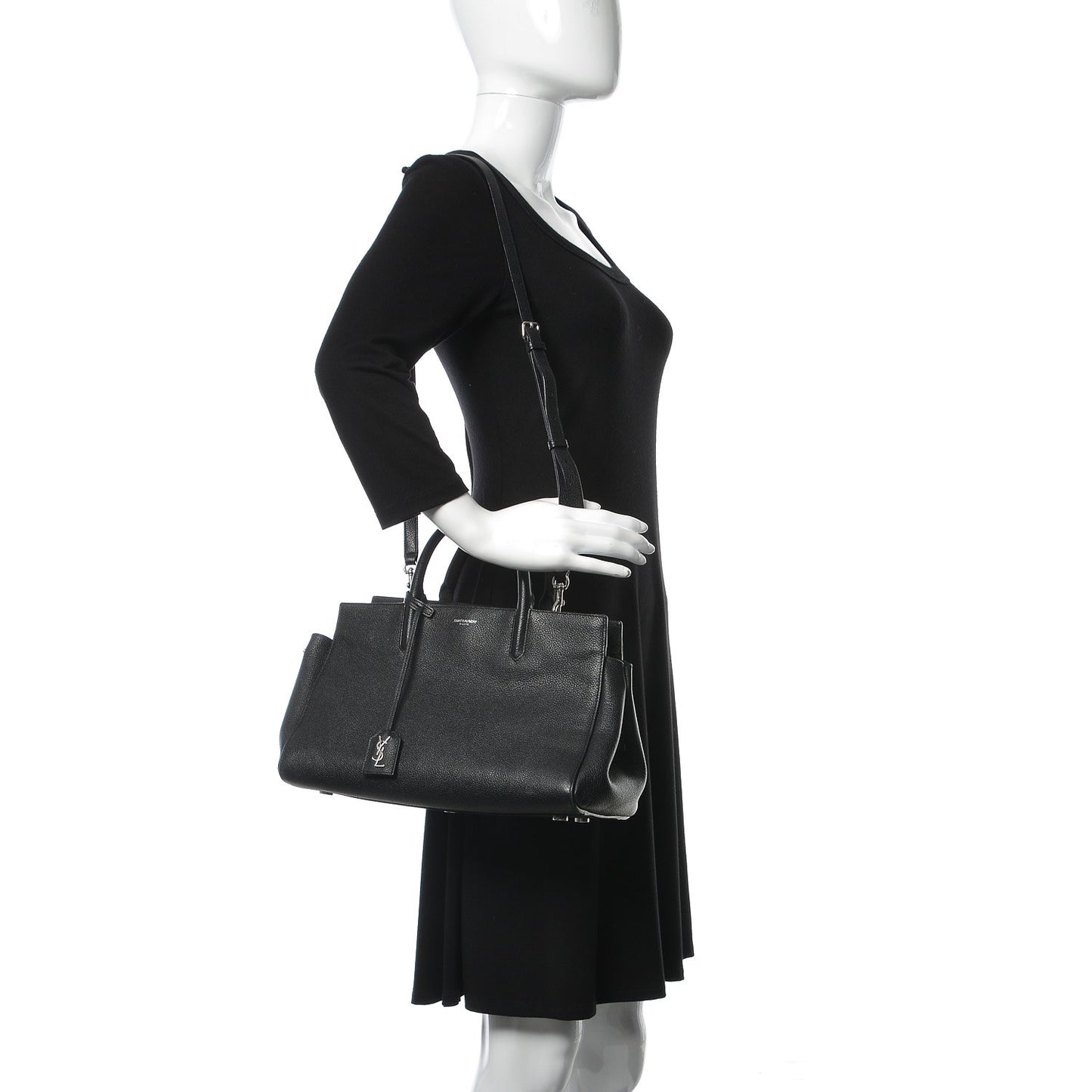 Grained Calfskin Medium Cabas Rive Gauche Black