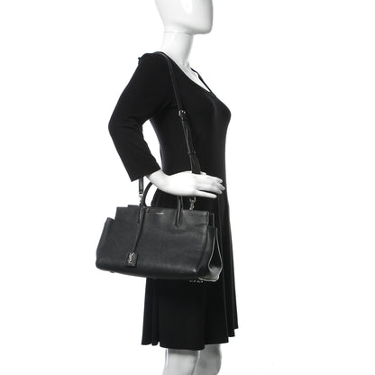 Saint Laurent Grained Calfskin Medium Cabas Rive Gauche Black 2 of 13