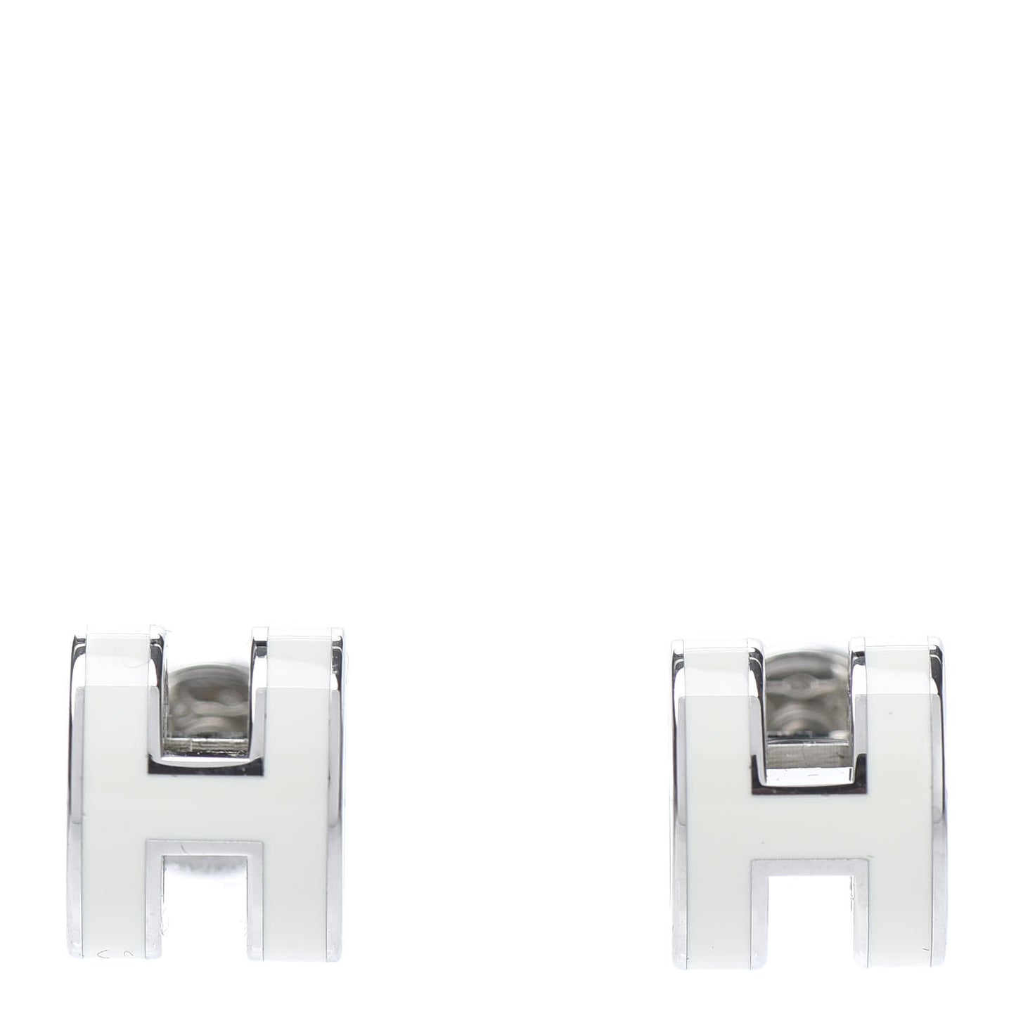 Palladium Lacquered Pop H Earrings White