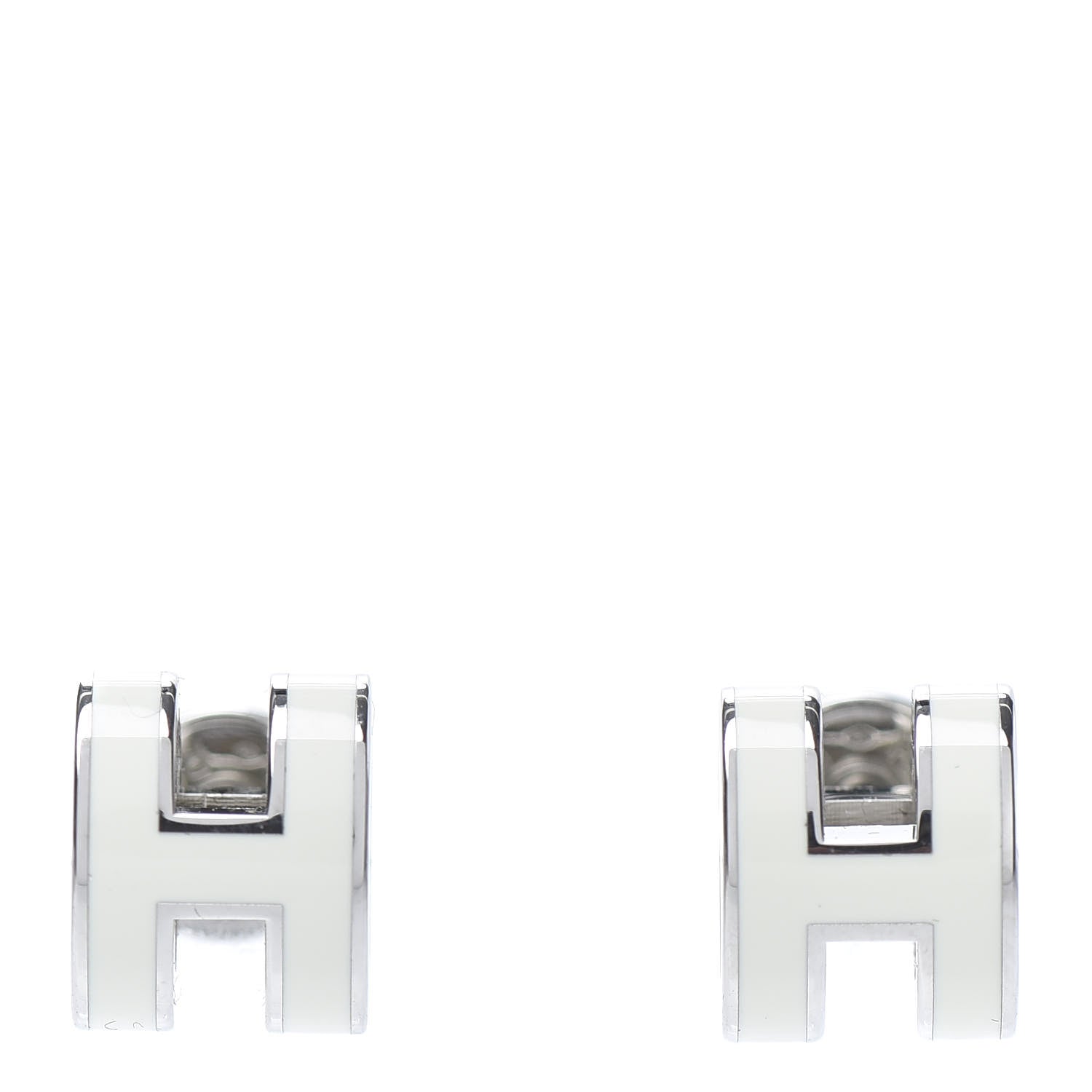 Hermes Palladium Lacquered Pop H Earrings White 1 of 6