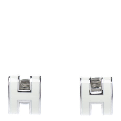Hermes Palladium Lacquered Pop H Earrings White 1 of 6