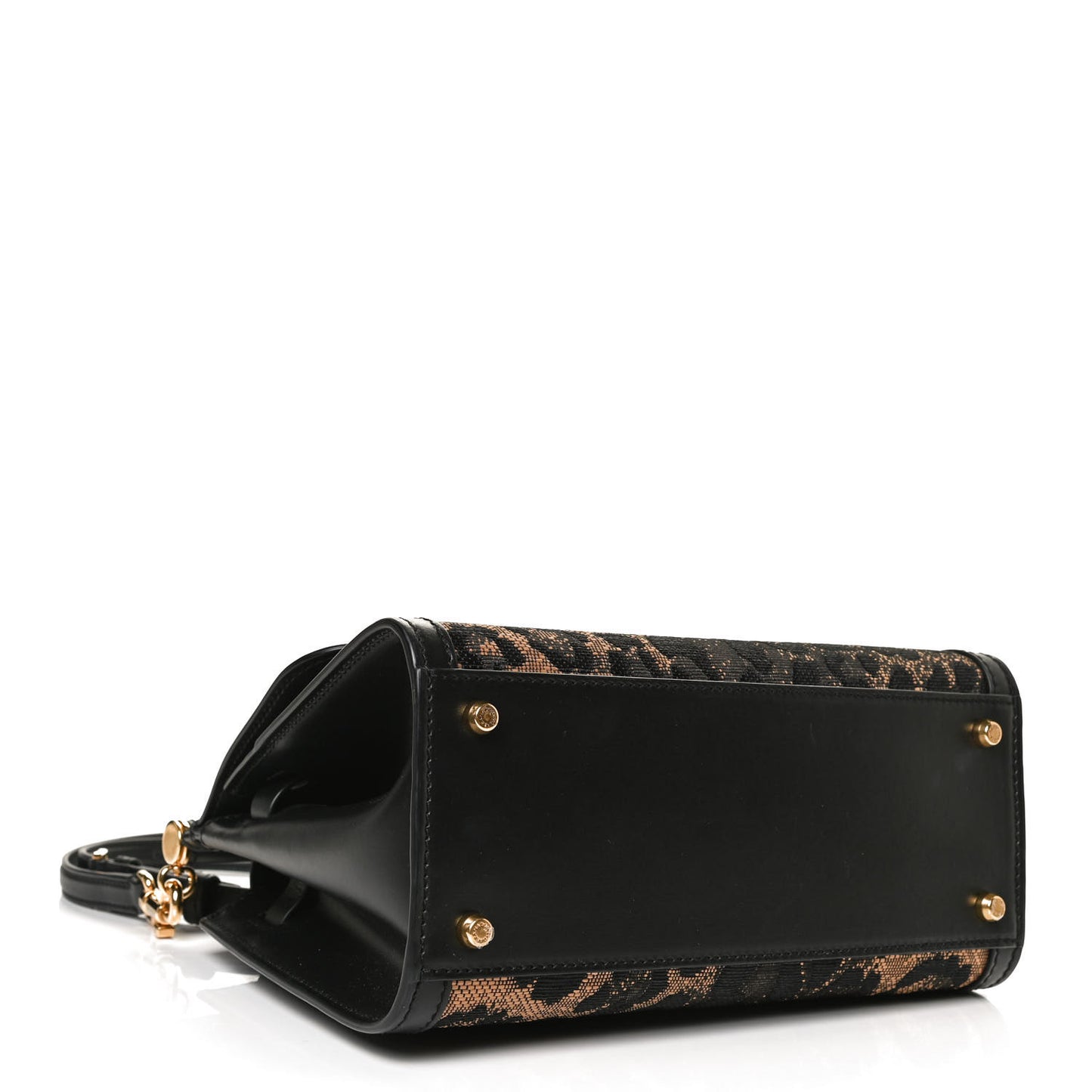 Calfskin Leopard Print Raffia Medium Sicily 58 Satchel Black Multicolor