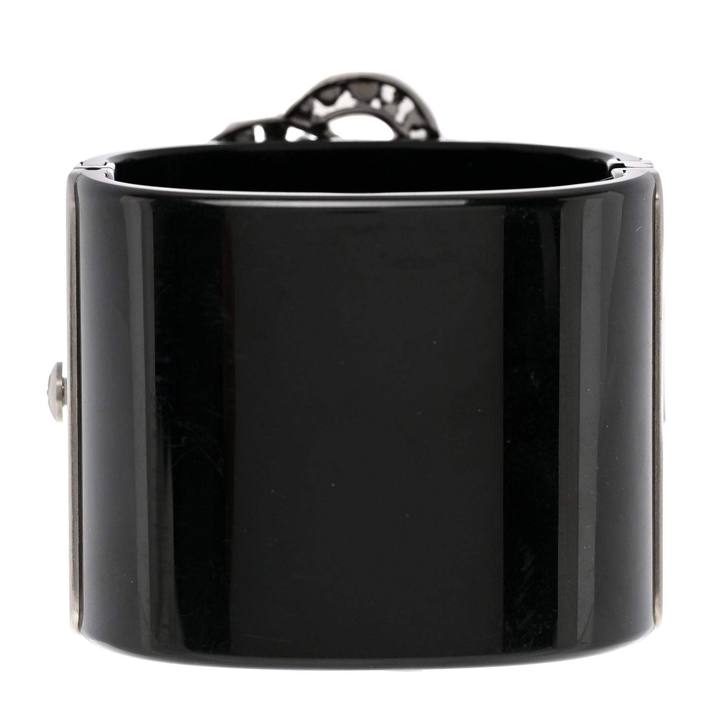 Resin Crystal Camellia CC Cuff Black