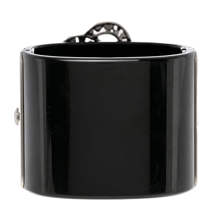 Chanel Resin Crystal Camellia CC Cuff Black 3 of 5