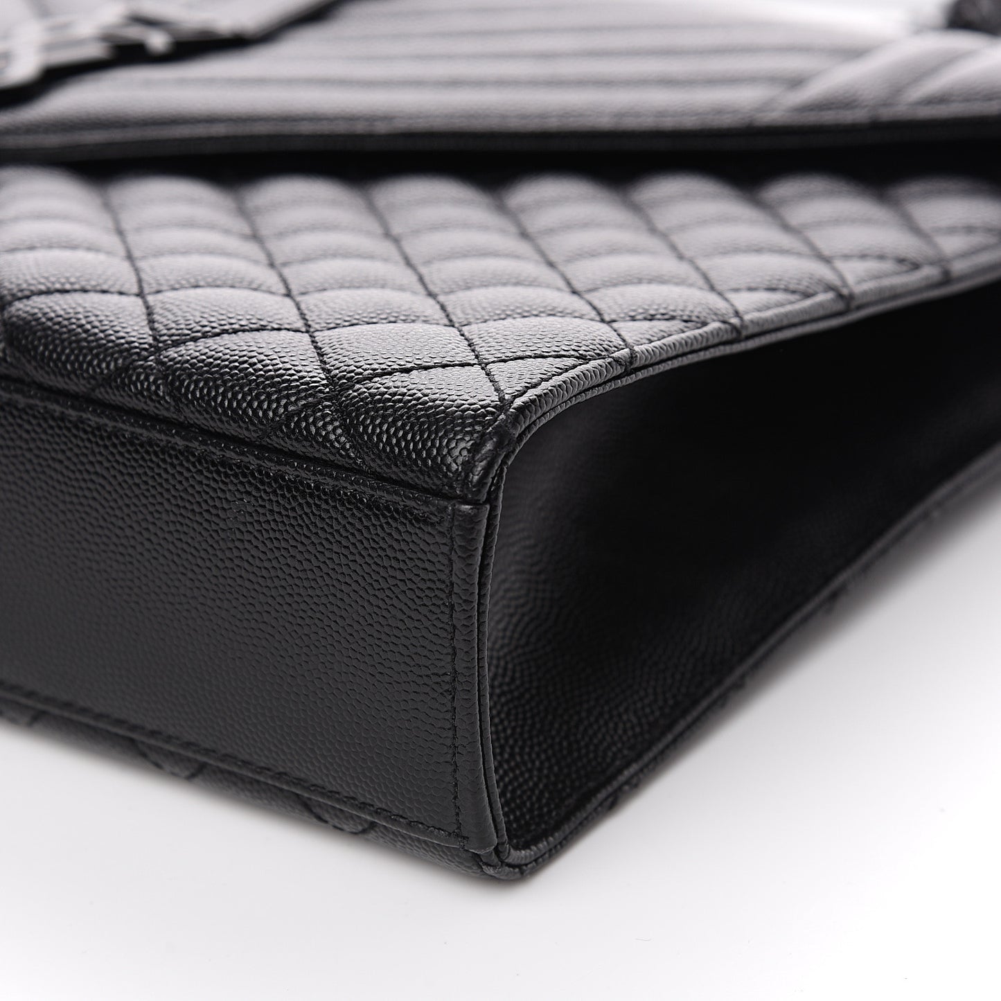 Grain De Poudre Textured Mixed Matelasse Large Triquilt Monogram Monochrome Satchel Black