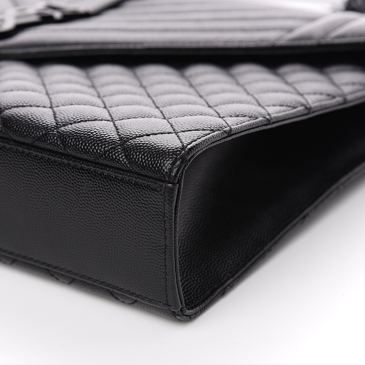 Saint Laurent Grain De Poudre Textured Mixed Matelasse Large Triquilt Monogram Monochrome Satchel Black 8 of 13