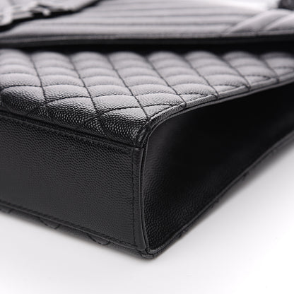 Saint Laurent Grain De Poudre Textured Mixed Matelasse Large Triquilt Monogram Monochrome Satchel Black 8 of 13