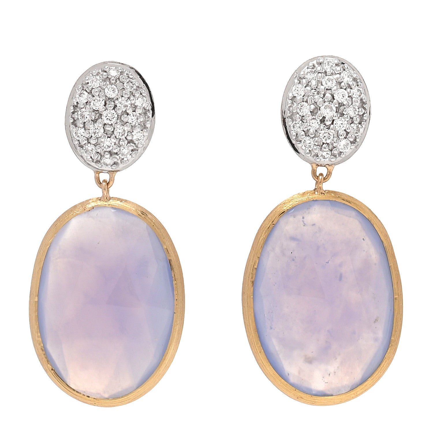Marco Bicego 18K Yellow Gold Diamond Chalcedony Siviglia Drop Earrings 1 of 5