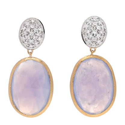 Marco Bicego 18K Yellow Gold Diamond Chalcedony Siviglia Drop Earrings 1 of 5