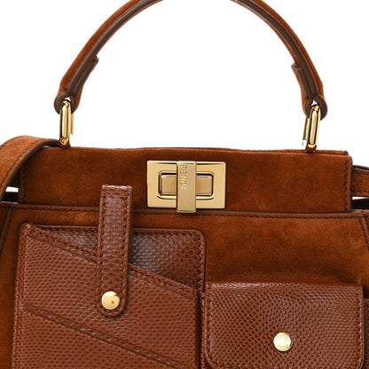 Fendi Chamois Karung Shiny Nappa Mini Pocket Peekaboo Iconic Satchel Cuoio Caramello 8 of 10