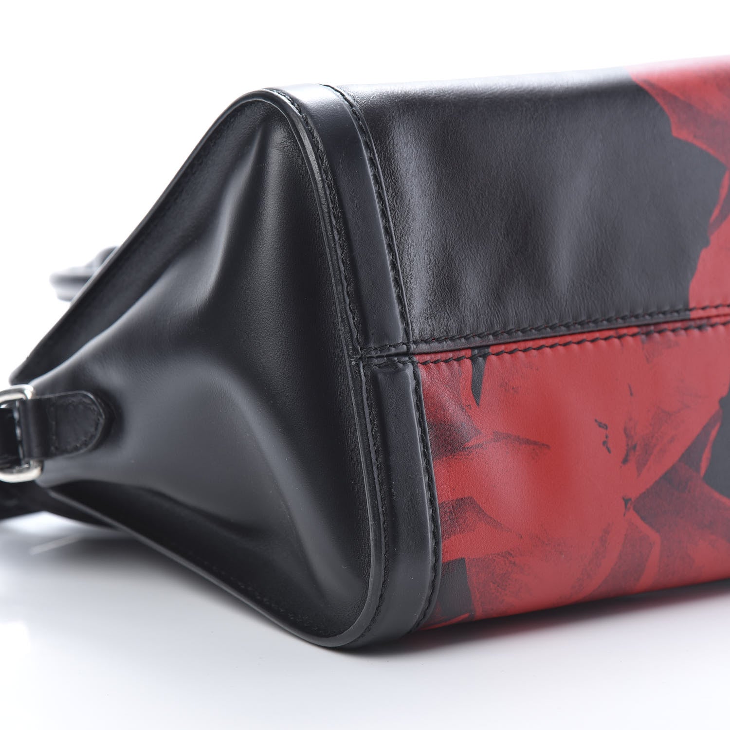 Alexander McQueen Calfskin Rose Printed Small Skull Padlock Zip Around Tote Black 9 of 13
