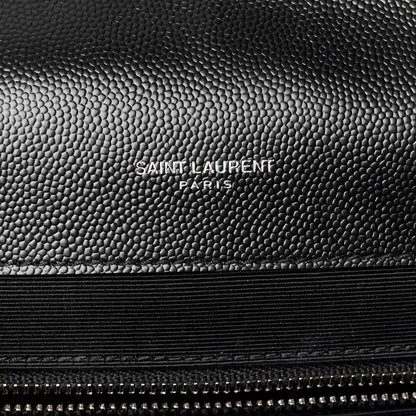 Saint Laurent Grain De Poudre Textured Mixed Matelasse Large Triquilt Monogram Satchel Black 6 of 11