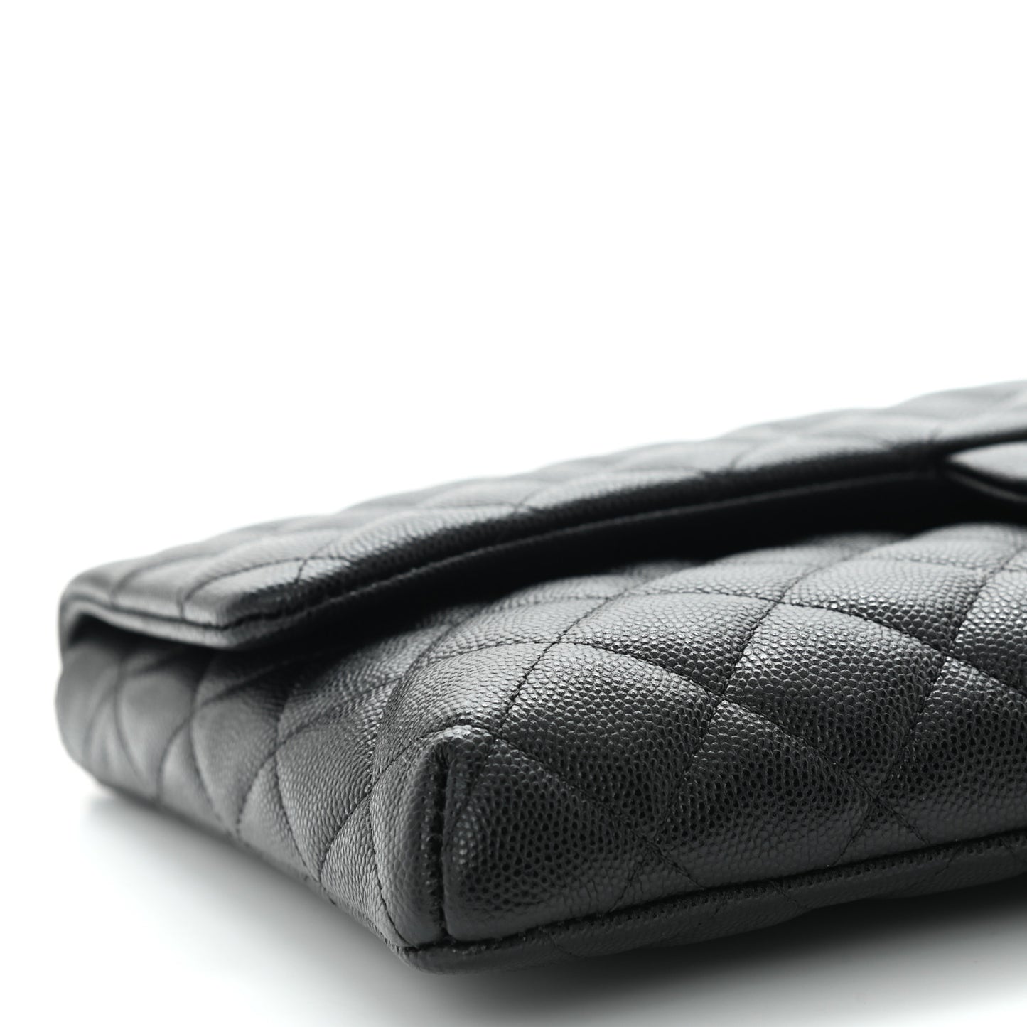 Caviar Quilted Flap Clutch Black