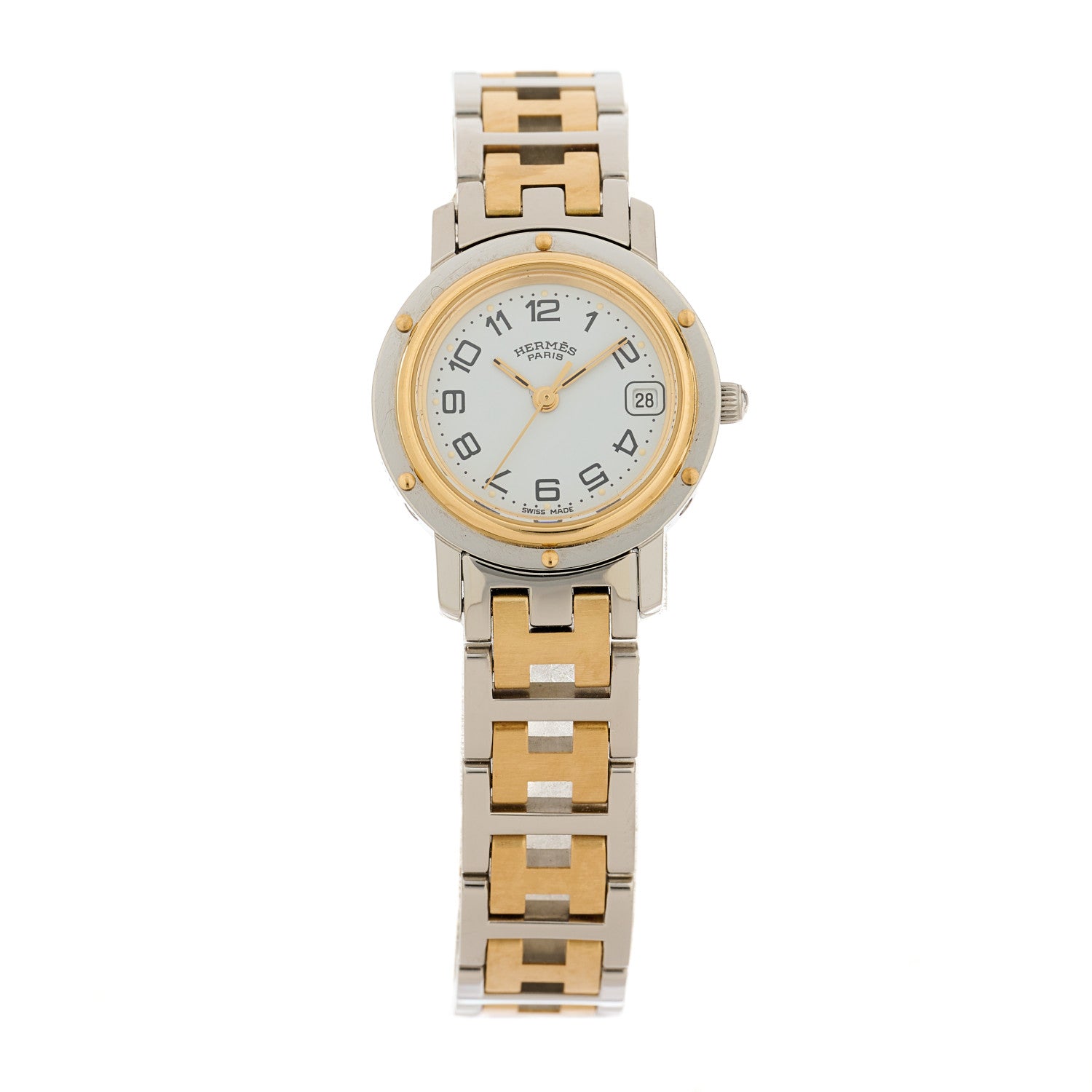 Hermes Stainless Steel 24mm Clipper Quartz Watch Gold 1 of 4