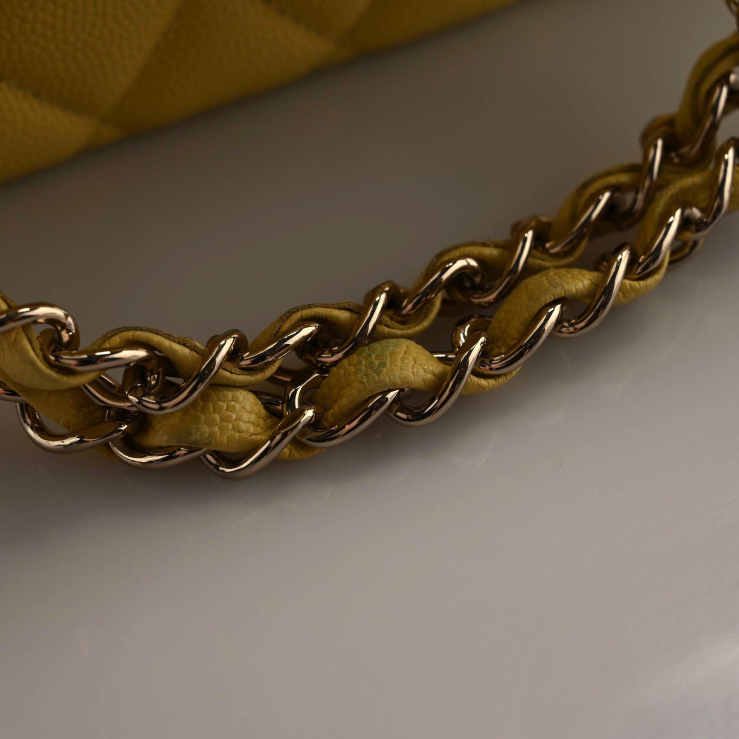 Caviar Quilted Medium Double Flap Yellow