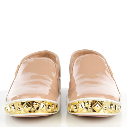Louis Vuitton Patent Calfskin Suede Tempo Slip On Sneakers 41 Nude 3 of 10