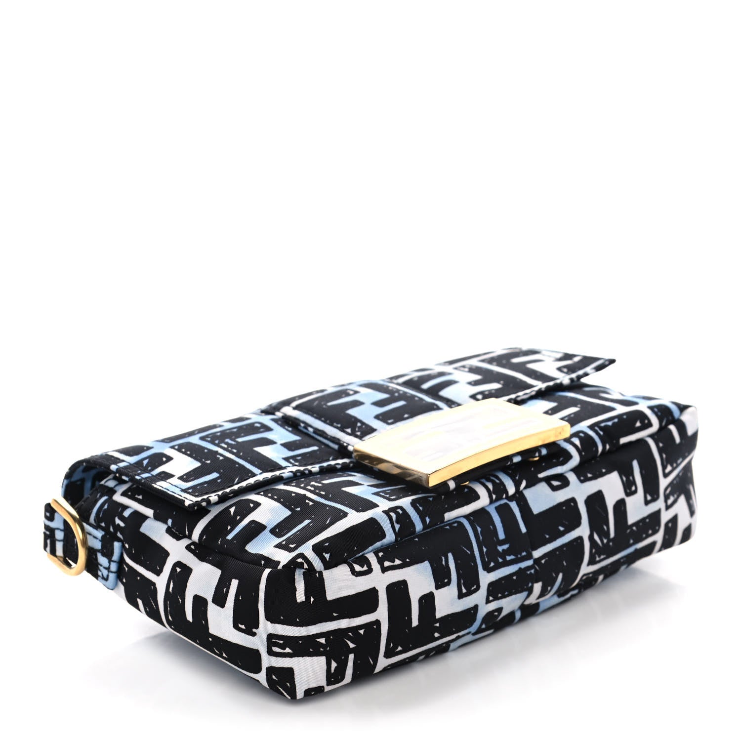 Fendi X JOSHUA VIDES Nylon FF Cloudy Mini Belt Baguette Bag White Celeste Black 4 of 12